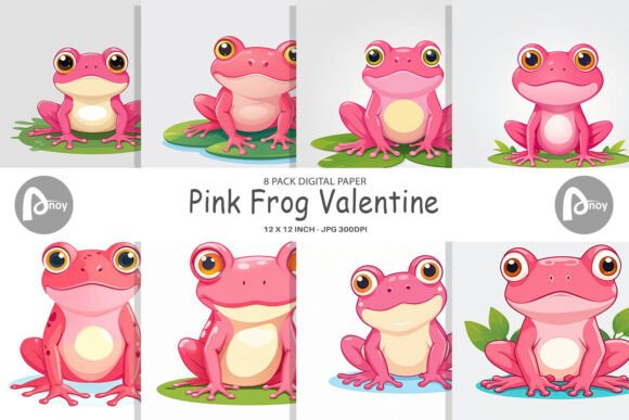 Download Digital Paper Pink Frog Valentine - Digital paper Collection
