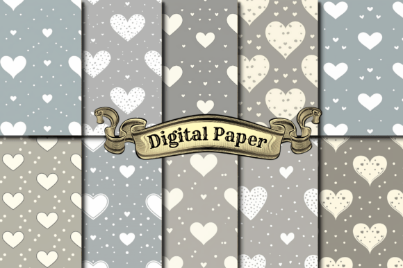 Download Vintage Valentine Hearts Digital Paper - Digital paper Collection