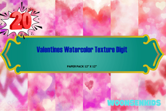 Download 20 Valentines Watercolor Texture Digit Png Kdp Digital Paper - Digital paper Collection