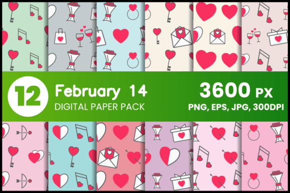 Download February 14 Digital Paper Set - Digital paper Collection