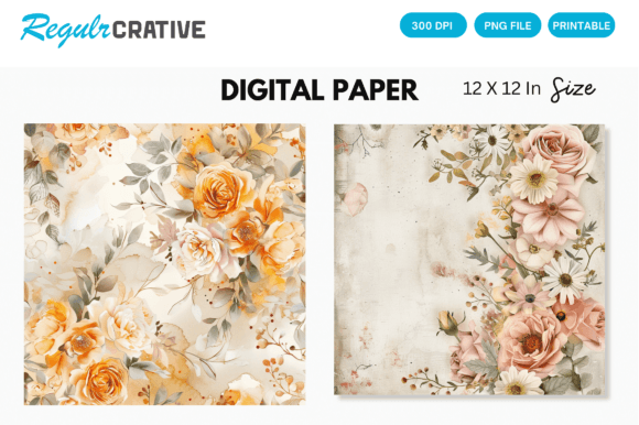 Download Wedding Bride Floral Digital Paper - Digital paper Collection
