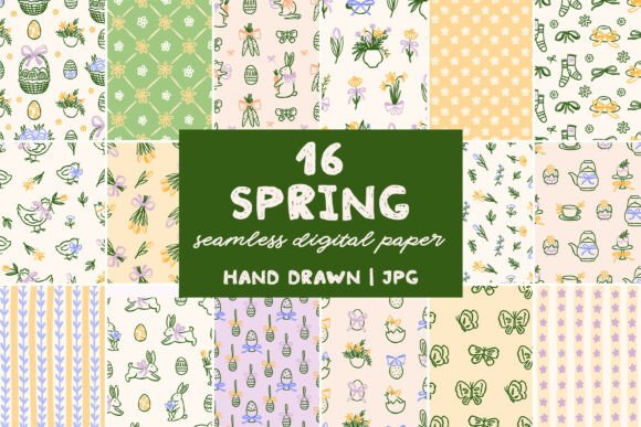 Download 16 Coquette Spring Easter Digital Paper - Digital paper Collection