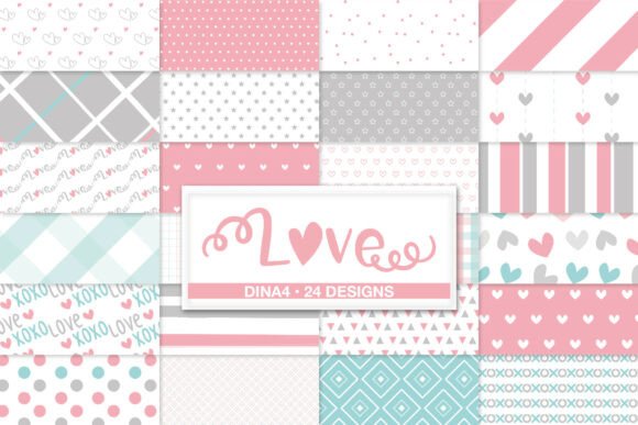Download Pastel Valentine Digital Papers - Digital paper Collection
