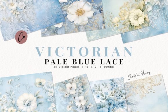 Download Victorian Pale Blue Lace Digital Paper - Digital paper Collection