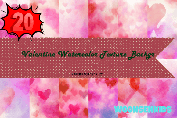 Download 20 Valentine Watercolor Texture Backgr Png Kdp Digital Paper - Digital paper Collection
