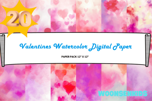 Download 20 Valentines Watercolor Digital Paper Png Kdp Digital Paper - Digital paper Collection