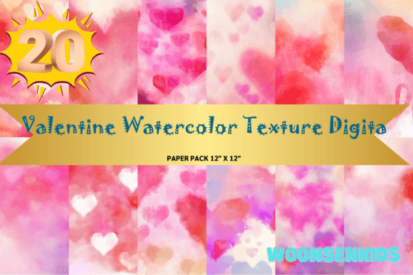 Download 20 Valentine Watercolor Texture Digita Png Kdp Digital Paper - Digital paper Collection